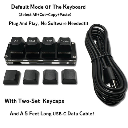 RGB Mini Macro Pad Keyboard, One Handed Mechanical Keyboard, Select All Cut Copy Paste Shortcut, Programmable