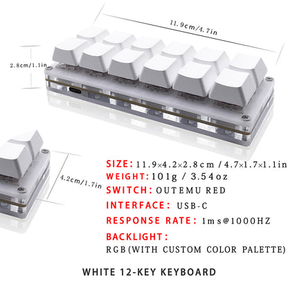 One Handed Keypad USB C Wired 12 Keys Mini Mechanical Gaming Keyboard Programmable Hot Swappable Ke 3