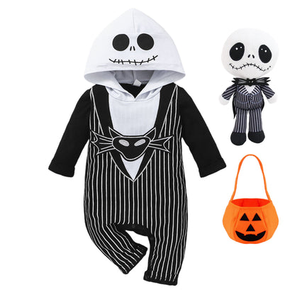 Baby Boys Jumpsuits, Horror Jack Romper Costume, Nightmare Before Christmas Halloween Cosplay Party Clothes