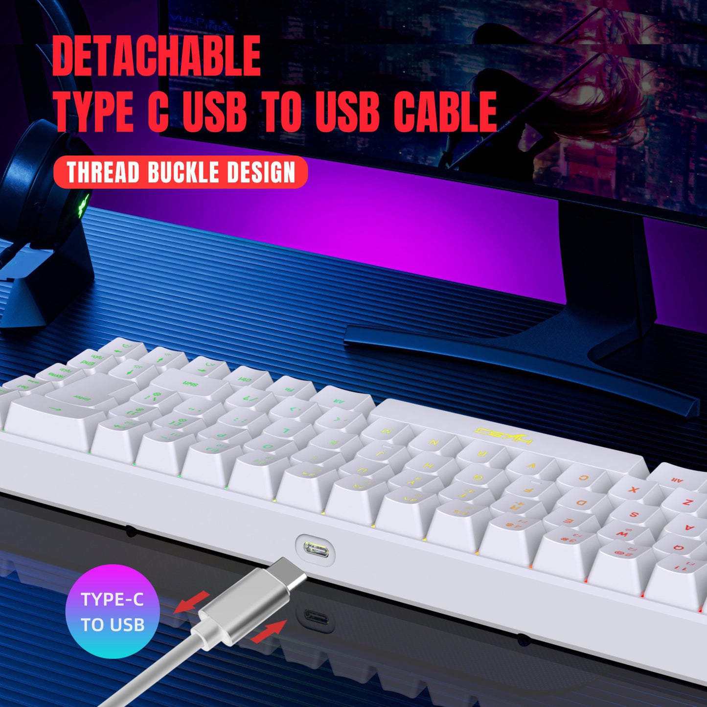 RGB Backlight Compact Wired Keyboard, Portable Small Membrane Keyboard for Laptop Tablet Windows Office & Gaming