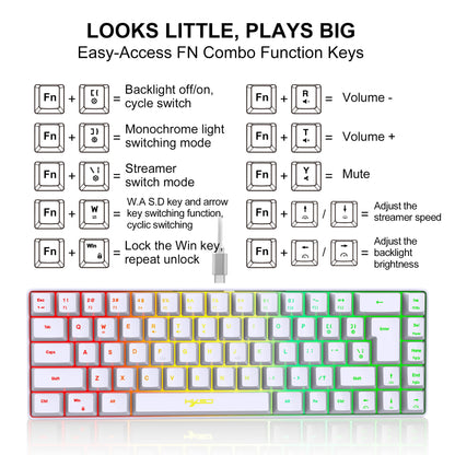 RGB Backlight Compact Wired Keyboard, Portable Small Membrane Keyboard for Laptop Tablet Windows Office & Gaming