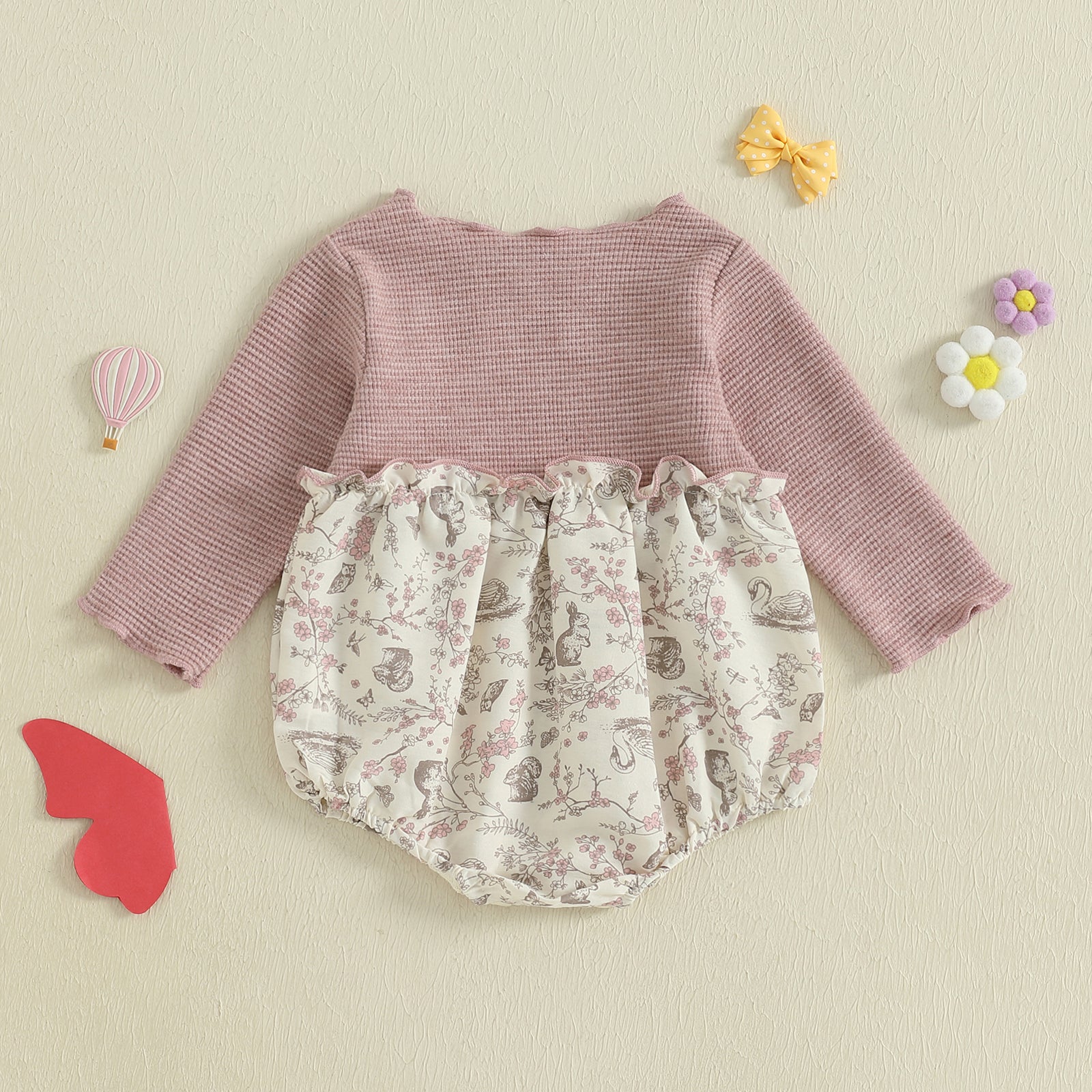 Baby Girl Autumn Romper Long Sleeve Floral Patchwork Jumpsuit Newborn O Neck Daily Cute Clothes 3