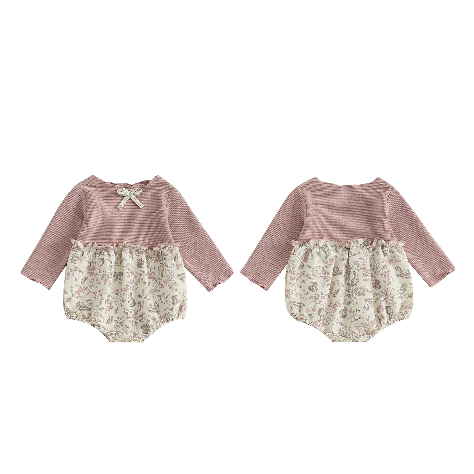 Baby Girl Autumn Romper Long Sleeve Floral Patchwork Jumpsuit Newborn O Neck Daily Cute Clothes 5
