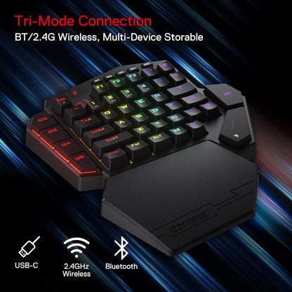 One Handed Mechanical Keyboard Redragon K585 PRO Wireless RGB 7 Onboard Macro Keys Detachable Wrist 1