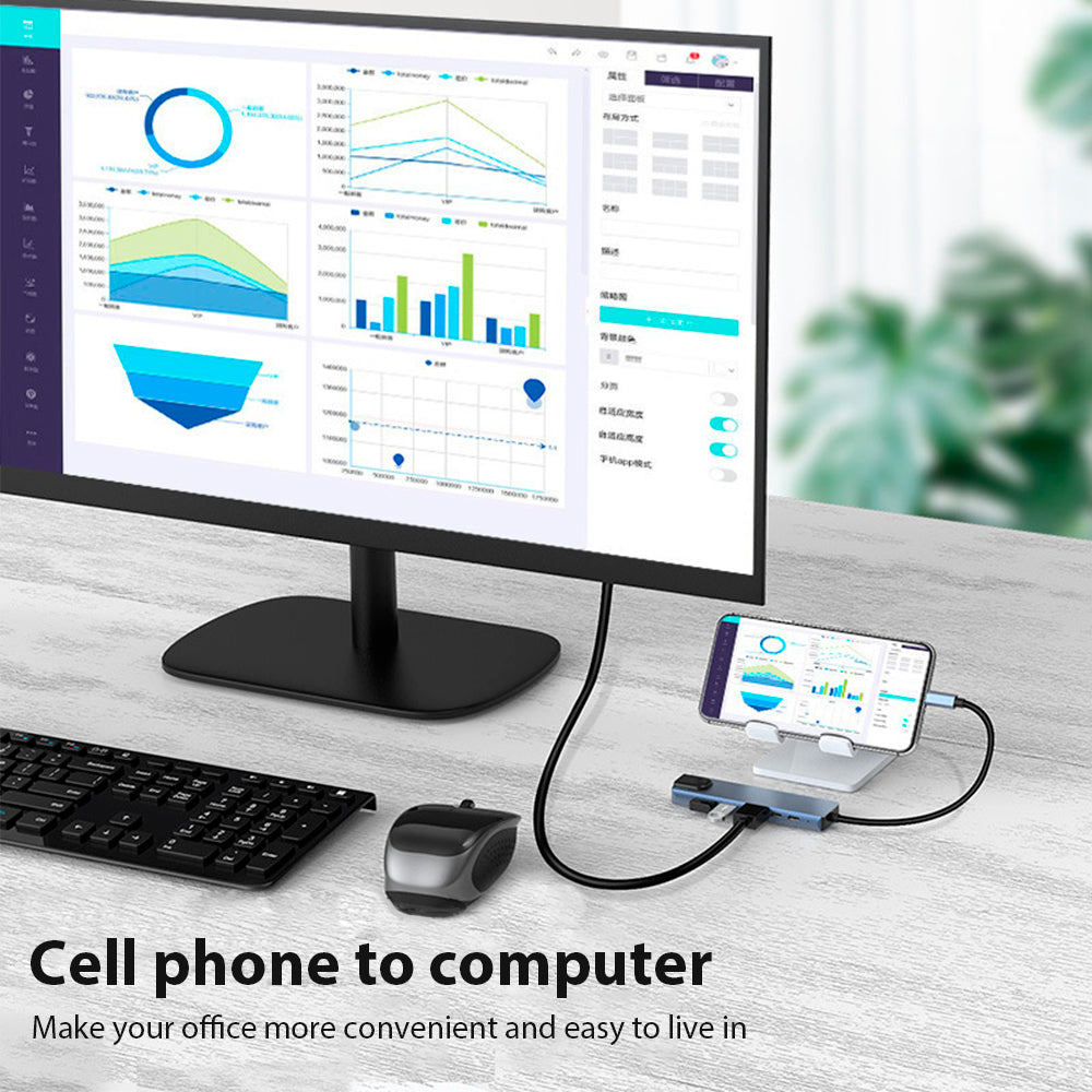Laptop Docking Station USB C, 6 in 1 USB Type C Hub, RJ45 High Transmission, 65W Power Delivery, HDMI 4K Display