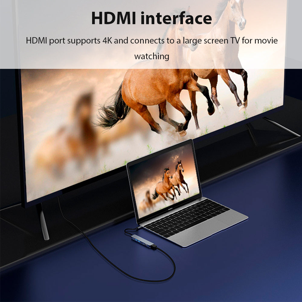 Laptop Docking Station USB C, 6 in 1 USB Type C Hub, RJ45 High Transmission, 65W Power Delivery, HDMI 4K Display