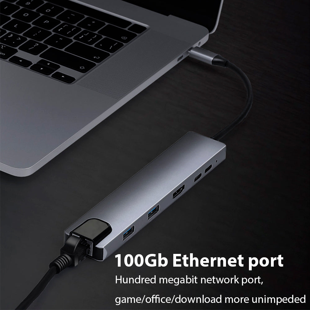 Laptop Docking Station USB C, 6 in 1 USB Type C Hub, RJ45 High Transmission, 65W Power Delivery, HDMI 4K Display
