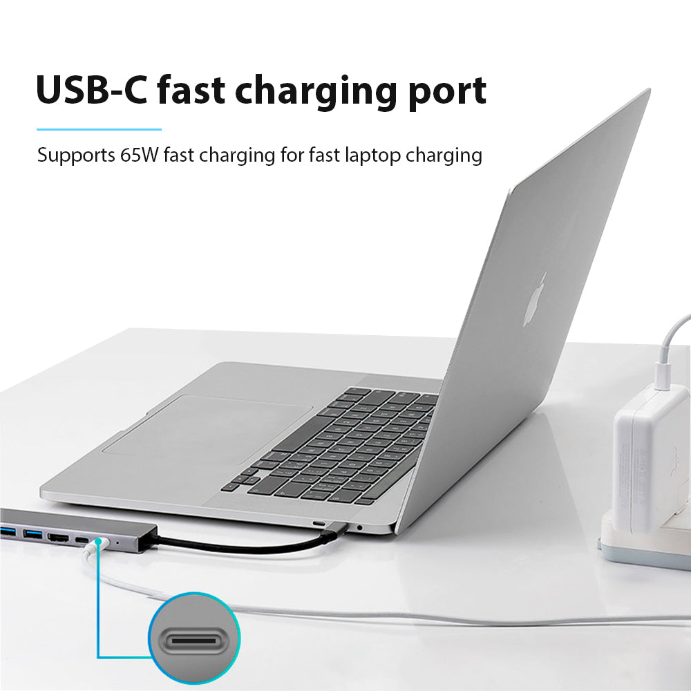 Laptop Docking Station USB C, 6 in 1 USB Type C Hub, RJ45 High Transmission, 65W Power Delivery, HDMI 4K Display
