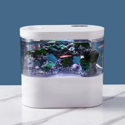 USB Mini Desktop Aquarium with Built-in Water Pump, LED Light & Self-Circulating Filter