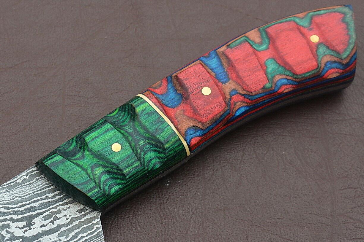 12 Inch Handmade Damascus Chef Knife  Groov Dollar Wood Handle  Full Tang Kitchen Blade 3