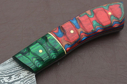 12 Inch Handmade Damascus Chef Knife  Groov Dollar Wood Handle  Full Tang Kitchen Blade 3