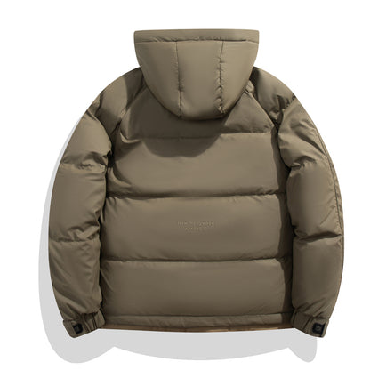 Men's Hooded Down Jacket, Winter Warm Puffer Coat, Loose Fit Hip Hop Streetwear, Harajuku Style Outwear