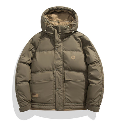 Mens Hooded Down Jacket Winter Warm Puffer Coat Loose Fit Hip Hop Streetwear Harajuku Style Outwear 5