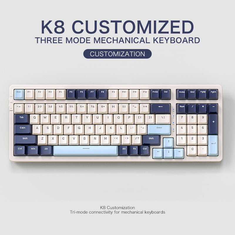 Gasket Muffler Structure Mechanical Keyboard, Tri Mode Wireless Connection, Full Key Hot Swap, 18 Lighting Effects