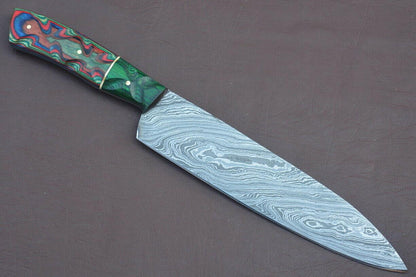 Authentic 12 Inch Damascus Chef Knife  Full Tang Wood Handle Blade 0