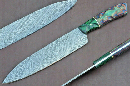 Authentic 12 Inch Damascus Chef Knife | Full Tang Wood Handle Blade