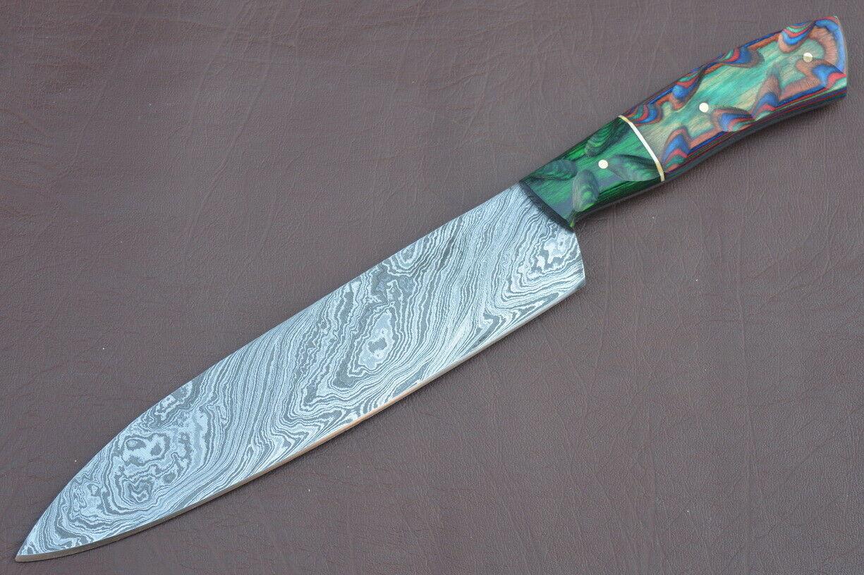 Authentic 12 Inch Damascus Chef Knife  Full Tang Wood Handle Blade 3