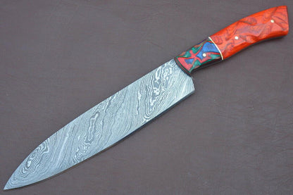 Artisan Damascus Steel Chef Knife  12 Inch Handmade Kitchen Blade 1