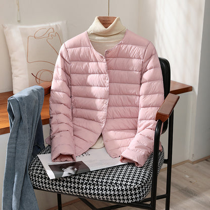Ultra Lightweight Packable Puffer Coat Womens Slim Jacket Warm White Duck Down Autumn Winter 6