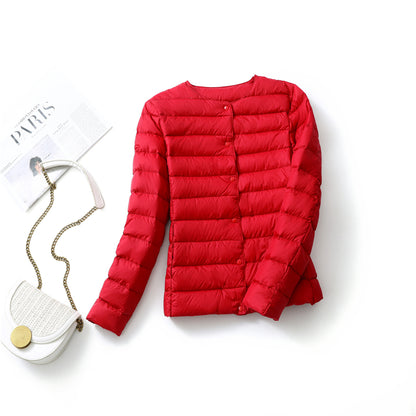 Ultra Lightweight Packable Puffer Coat Womens Slim Jacket Warm White Duck Down Autumn Winter 9