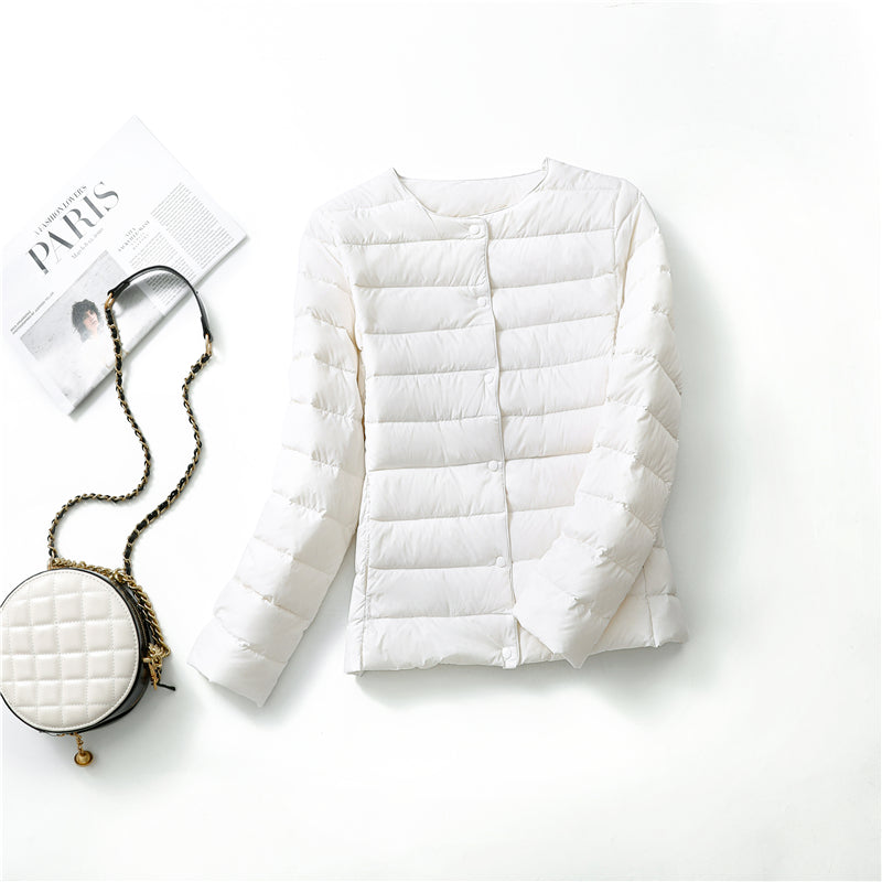 Ultra Lightweight Packable Puffer Coat Womens Slim Jacket Warm White Duck Down Autumn Winter 10