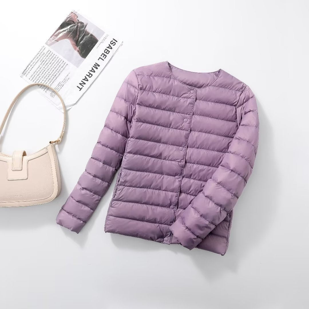 Ultra Lightweight Packable Puffer Coat Womens Slim Jacket Warm White Duck Down Autumn Winter 11