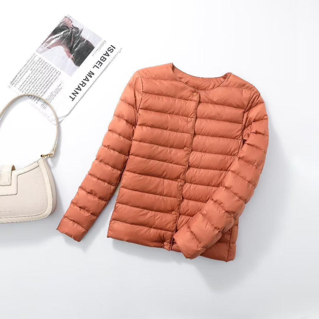 Ultra Lightweight Packable Puffer Coat Womens Slim Jacket Warm White Duck Down Autumn Winter 12