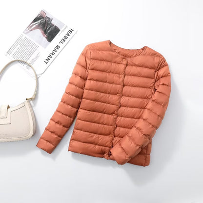 Ultra Lightweight Packable Puffer Coat Womens Slim Jacket Warm White Duck Down Autumn Winter 12