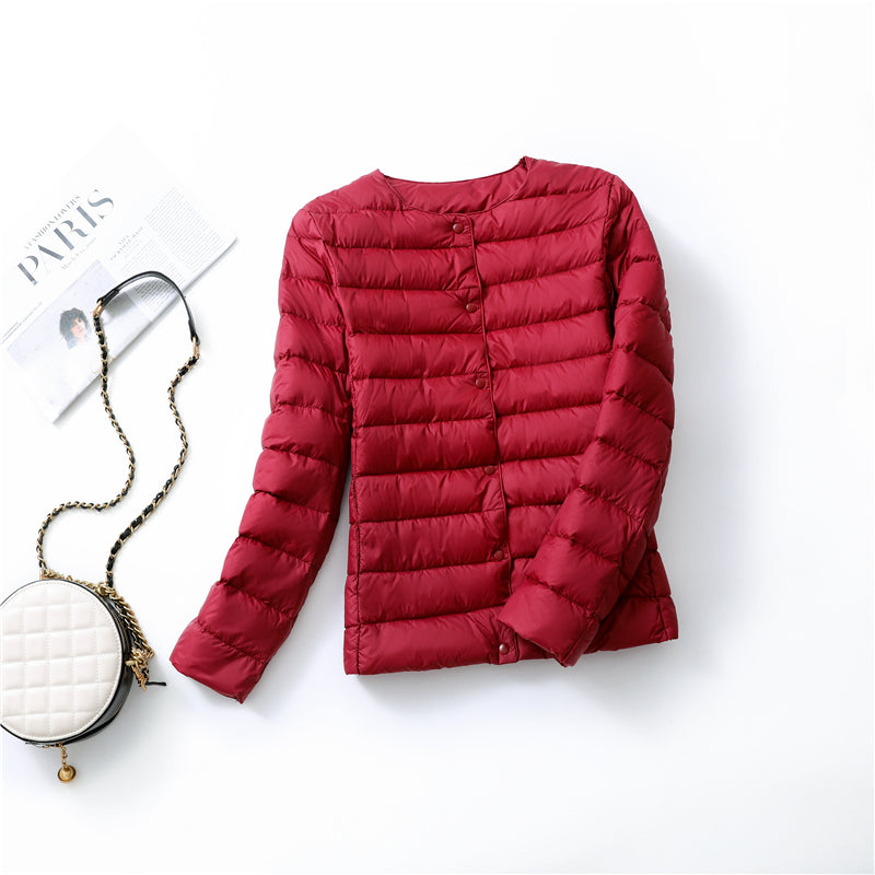 Ultra Lightweight Packable Puffer Coat Womens Slim Jacket Warm White Duck Down Autumn Winter 14