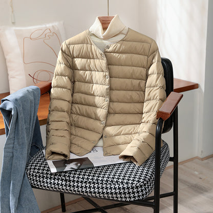 Ultra Lightweight Packable Puffer Coat Womens Slim Jacket Warm White Duck Down Autumn Winter 17