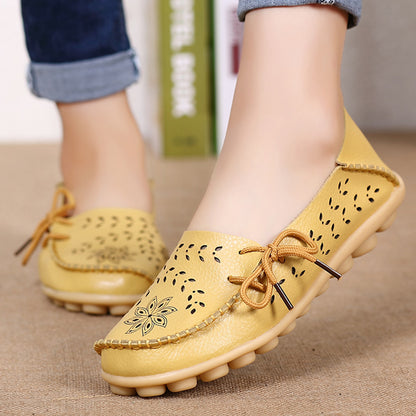 Soft Genuine Leather Womens Flats Casual Breathable SlipOn Loafers  Summer Driving Shoes 1