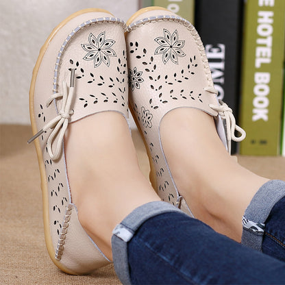 Soft Genuine Leather Womens Flats Casual Breathable SlipOn Loafers  Summer Driving Shoes 2
