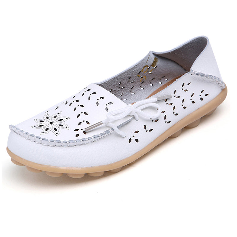 Soft Genuine Leather Womens Flats Casual Breathable SlipOn Loafers  Summer Driving Shoes 10