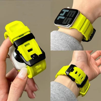 Sport Silicone Band with Titanium Buckle for Apple Watch Ultra 2, 10, 9, 8, 7, 6, SE, 5, 4 – Durable and Stylish iWatch