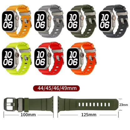 Sport Silicone Band With Titanium Buckle For Apple Watch Ultra 2 10 9 8 7 6 SE 5 4  Durable And Sty 5