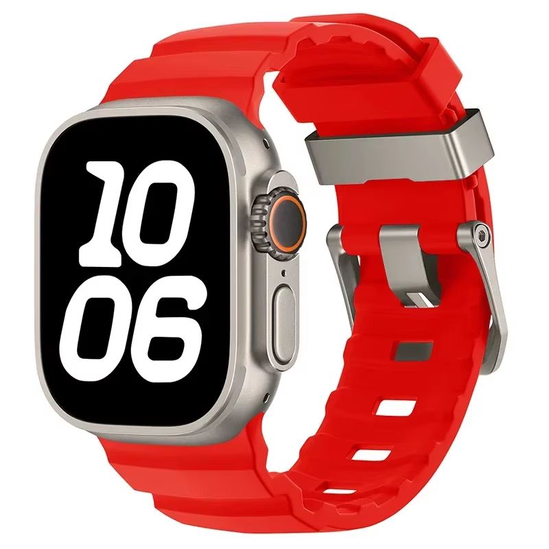 Sport Silicone Band With Titanium Buckle For Apple Watch Ultra 2 10 9 8 7 6 SE 5 4  Durable And Sty 6