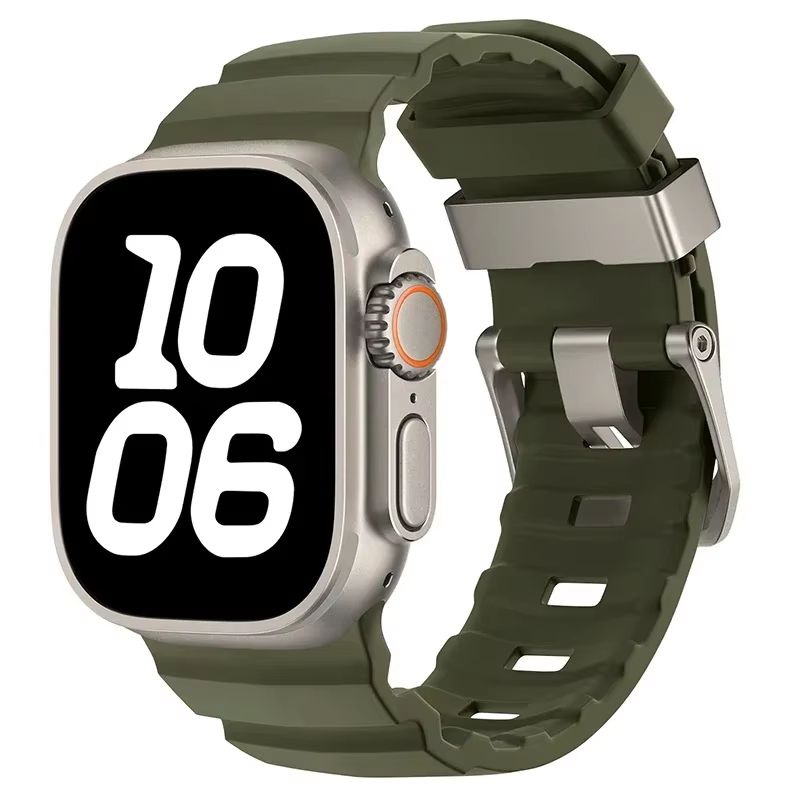Sport Silicone Band With Titanium Buckle For Apple Watch Ultra 2 10 9 8 7 6 SE 5 4  Durable And Sty 18