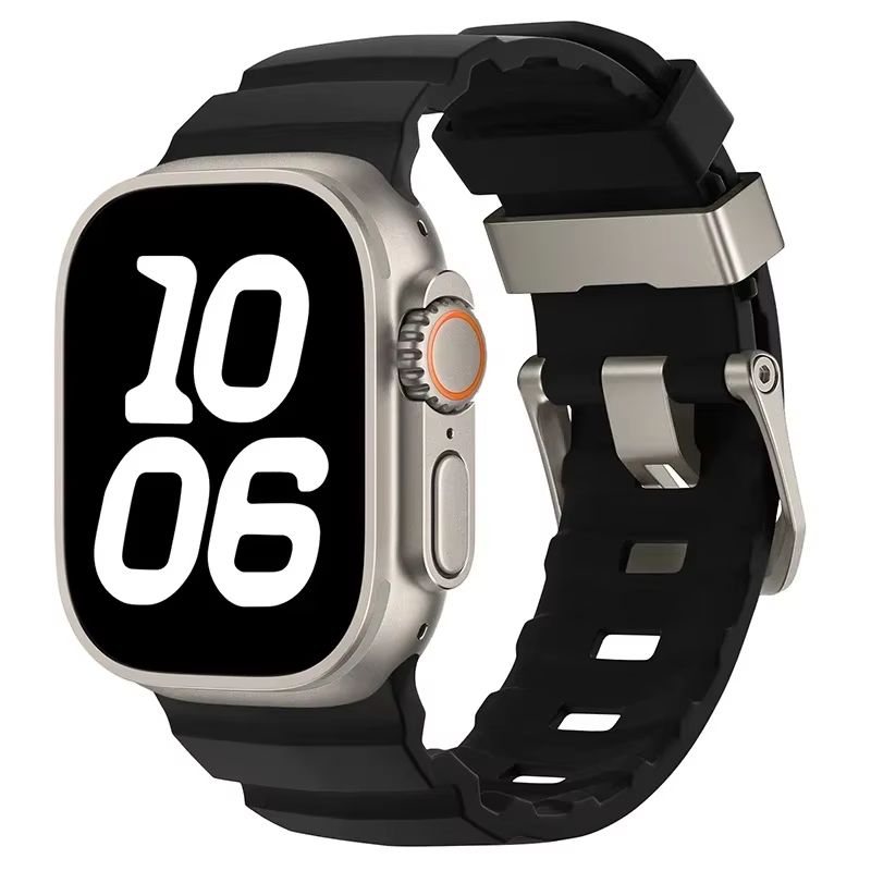 Sport Silicone Band With Titanium Buckle For Apple Watch Ultra 2 10 9 8 7 6 SE 5 4  Durable And Sty 19