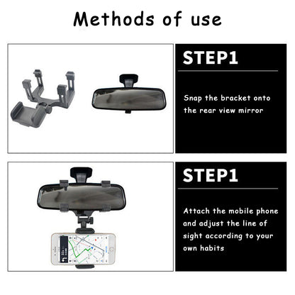 Foldable Car Phone Bracket Support Rearview Mirror Mount Holder Adjustable GPS Navigation Stand For 5