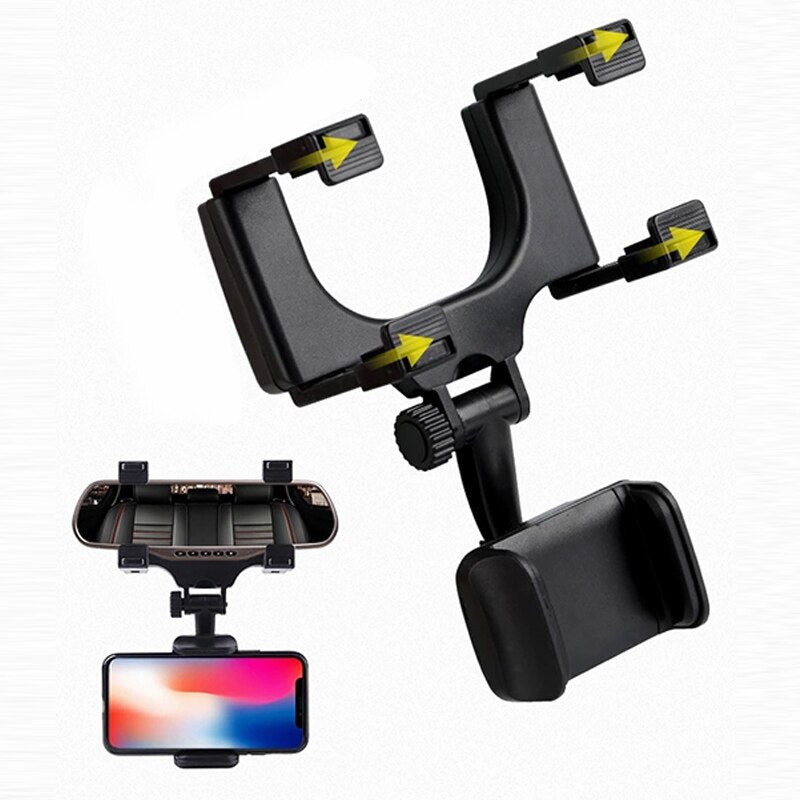 Foldable Car Phone Bracket Support, Rearview Mirror Mount Holder, Adjustable GPS Navigation Stand for Smartphones