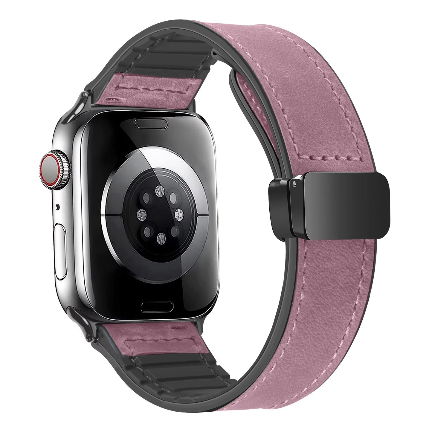 Luxury Leather Silicone Band For Apple Watch Ultra 10 9 8 SE  Mens Hybrid Bracelet Strap For IWatch 9