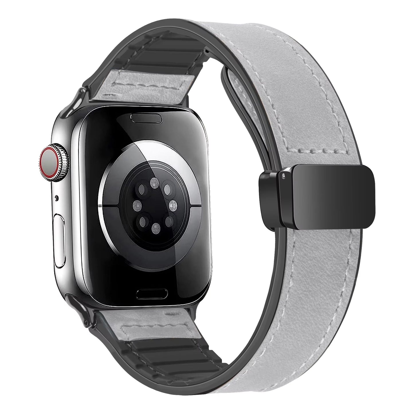 Luxury Leather Silicone Band For Apple Watch Ultra 10 9 8 SE  Mens Hybrid Bracelet Strap For IWatch 10
