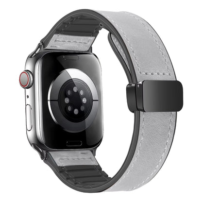 Luxury Leather Silicone Band For Apple Watch Ultra 10 9 8 SE  Mens Hybrid Bracelet Strap For IWatch 10