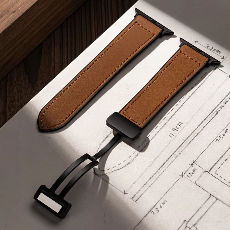 Luxury Leather Silicone Band For Apple Watch Ultra 10 9 8 SE  Mens Hybrid Bracelet Strap For IWatch 4