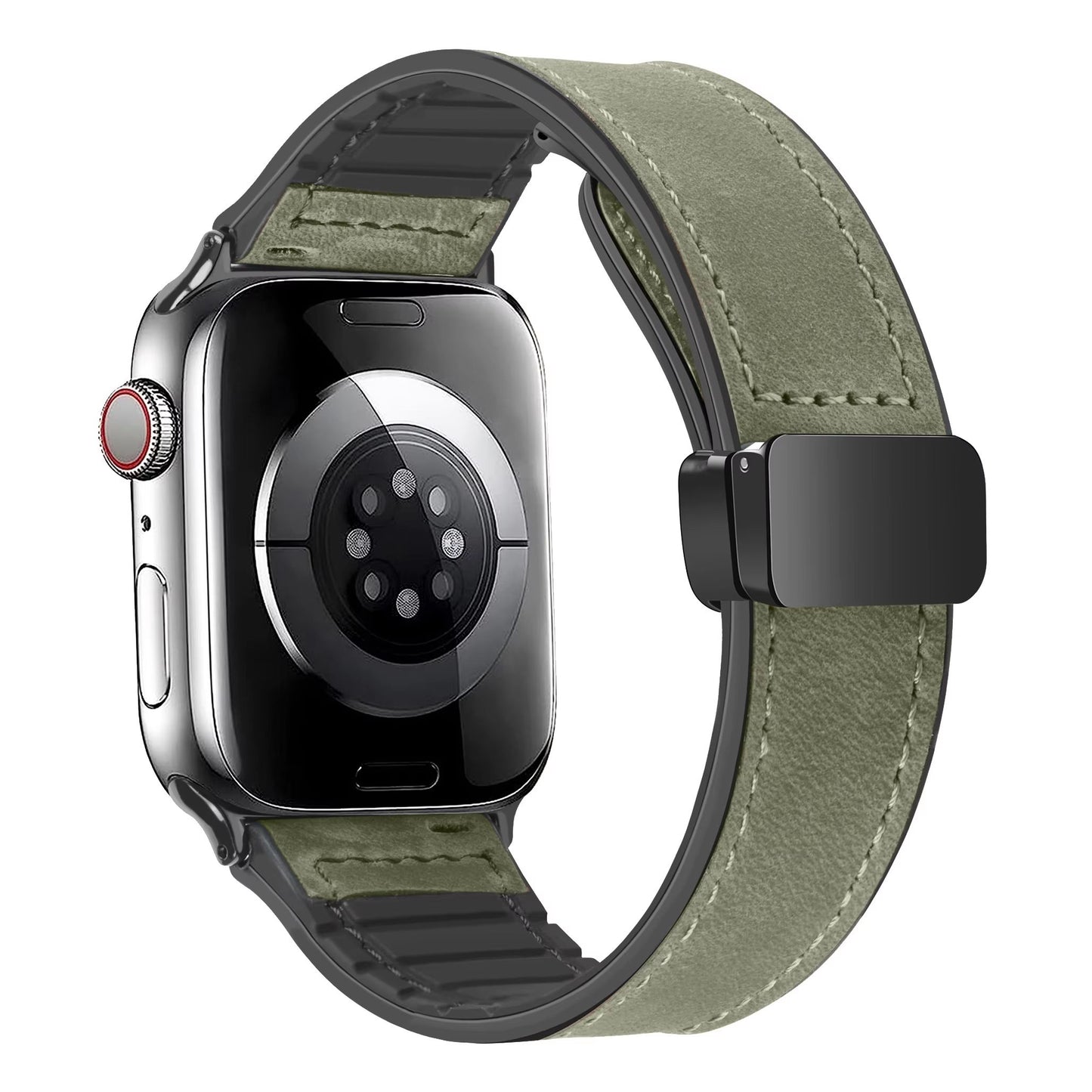 Luxury Leather Silicone Band For Apple Watch Ultra 10 9 8 SE  Mens Hybrid Bracelet Strap For IWatch 6