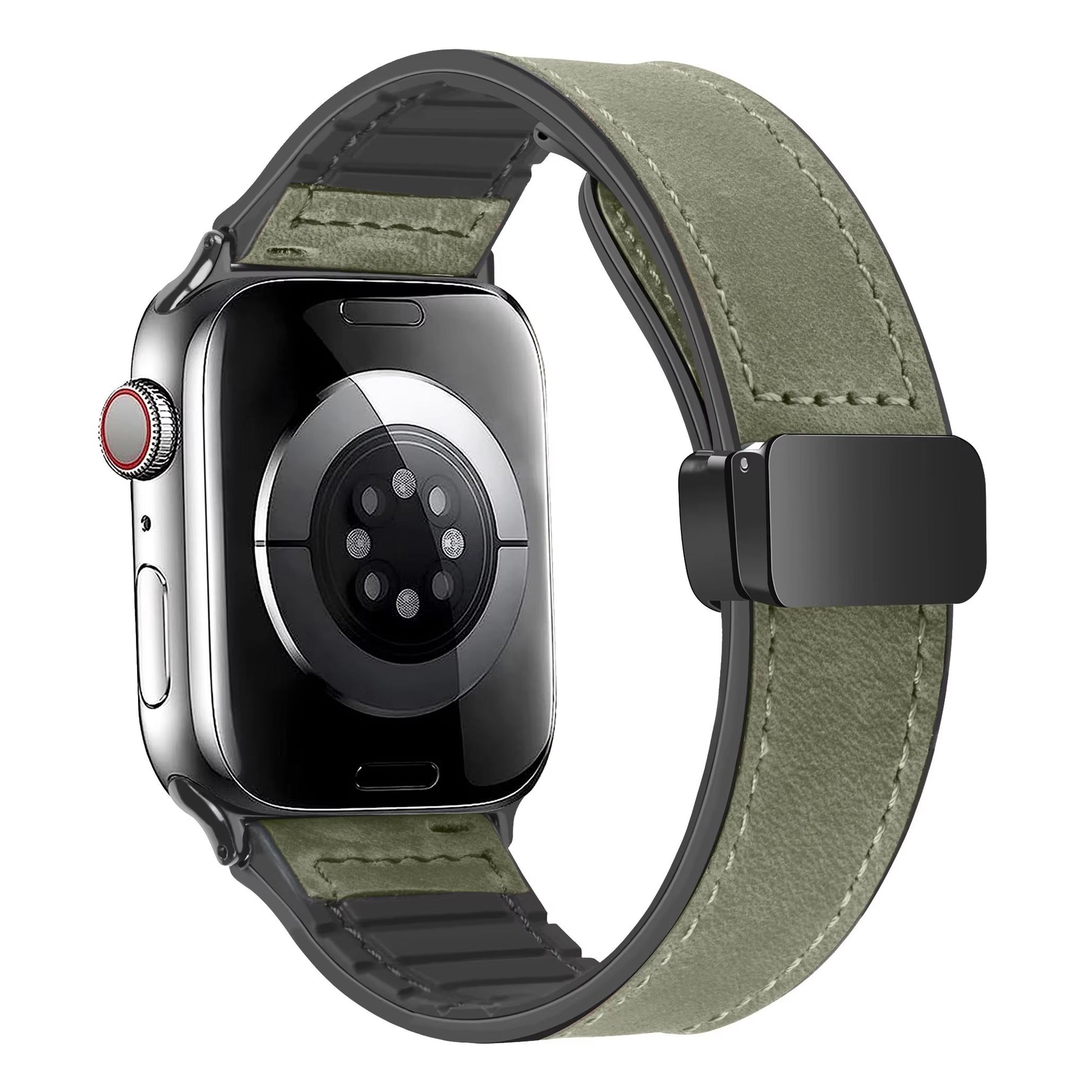 Luxury Leather Silicone Band For Apple Watch Ultra 10 9 8 SE  Mens Hybrid Bracelet Strap For IWatch 6