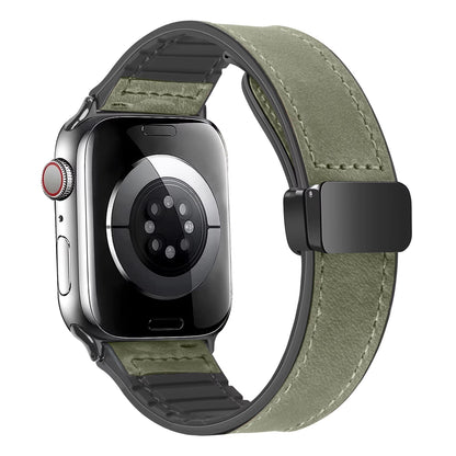 Luxury Leather Silicone Band For Apple Watch Ultra 10 9 8 SE  Mens Hybrid Bracelet Strap For IWatch 6
