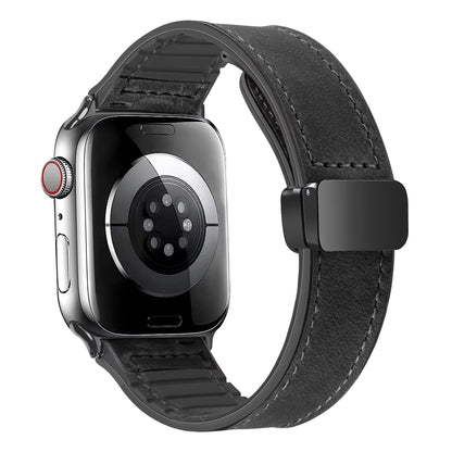 Luxury Leather Silicone Band For Apple Watch Ultra 10 9 8 SE  Mens Hybrid Bracelet Strap For IWatch 7