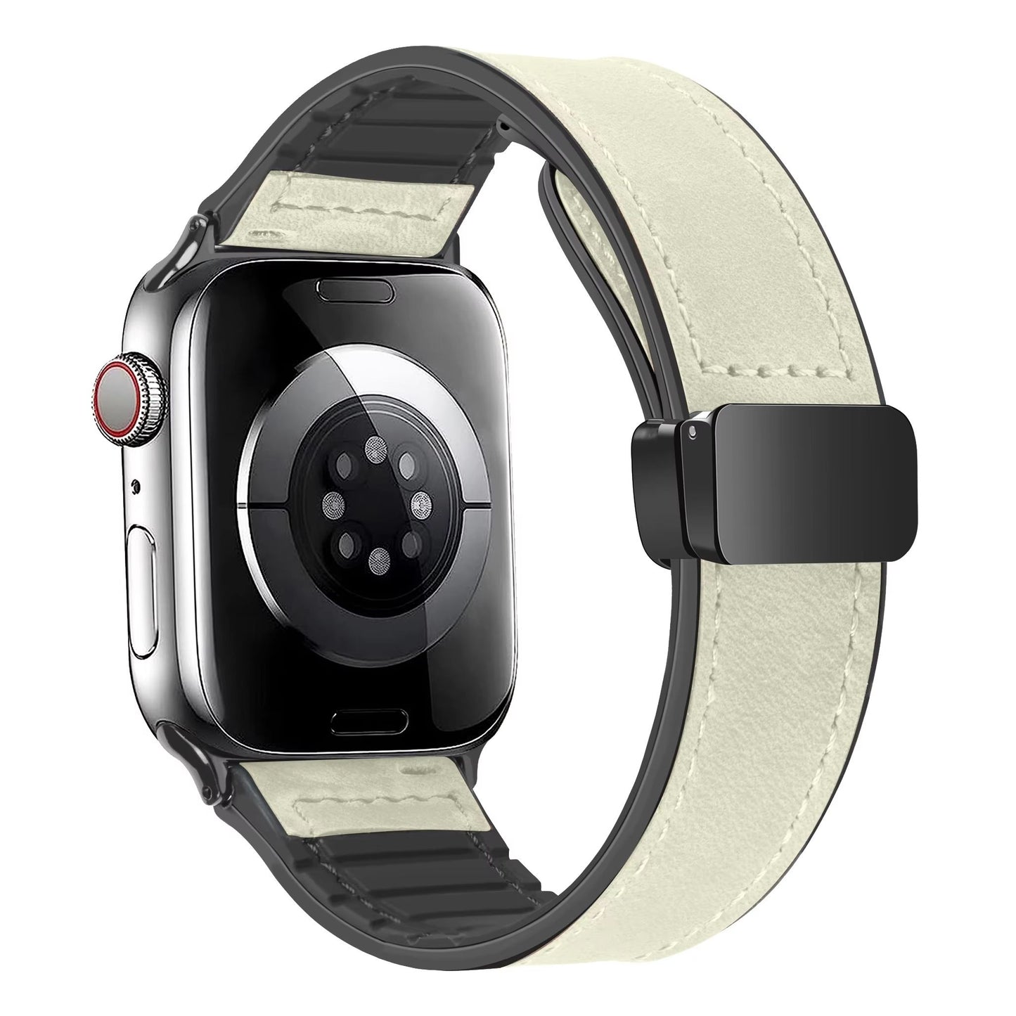 Luxury Leather Silicone Band For Apple Watch Ultra 10 9 8 SE  Mens Hybrid Bracelet Strap For IWatch 11