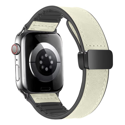 Luxury Leather Silicone Band For Apple Watch Ultra 10 9 8 SE  Mens Hybrid Bracelet Strap For IWatch 11